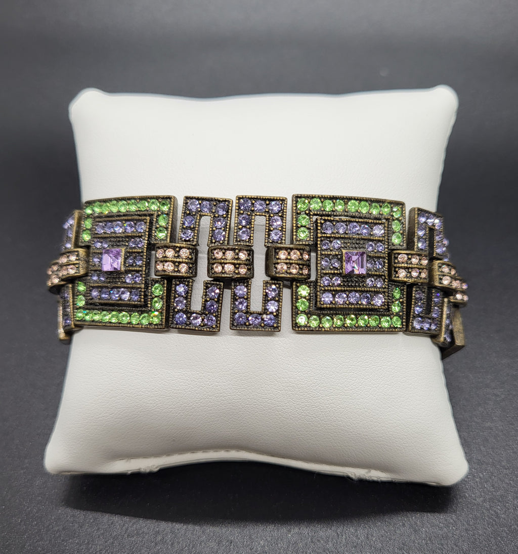 Art Deco Style Colorful Rhinestone Bracelet 7 1/4"