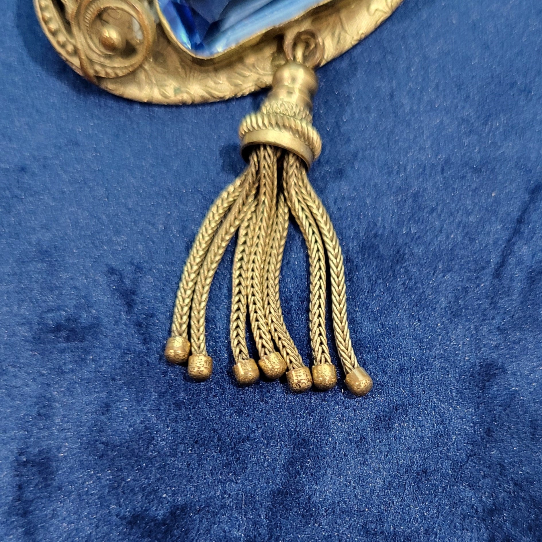 Antique Edwardian Blue Brooch with Tassel