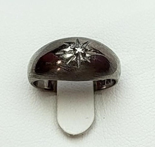 JTC - Zales - 10K White Gold Vintage Star Dome Solitaire Ring, Size 5 1/2