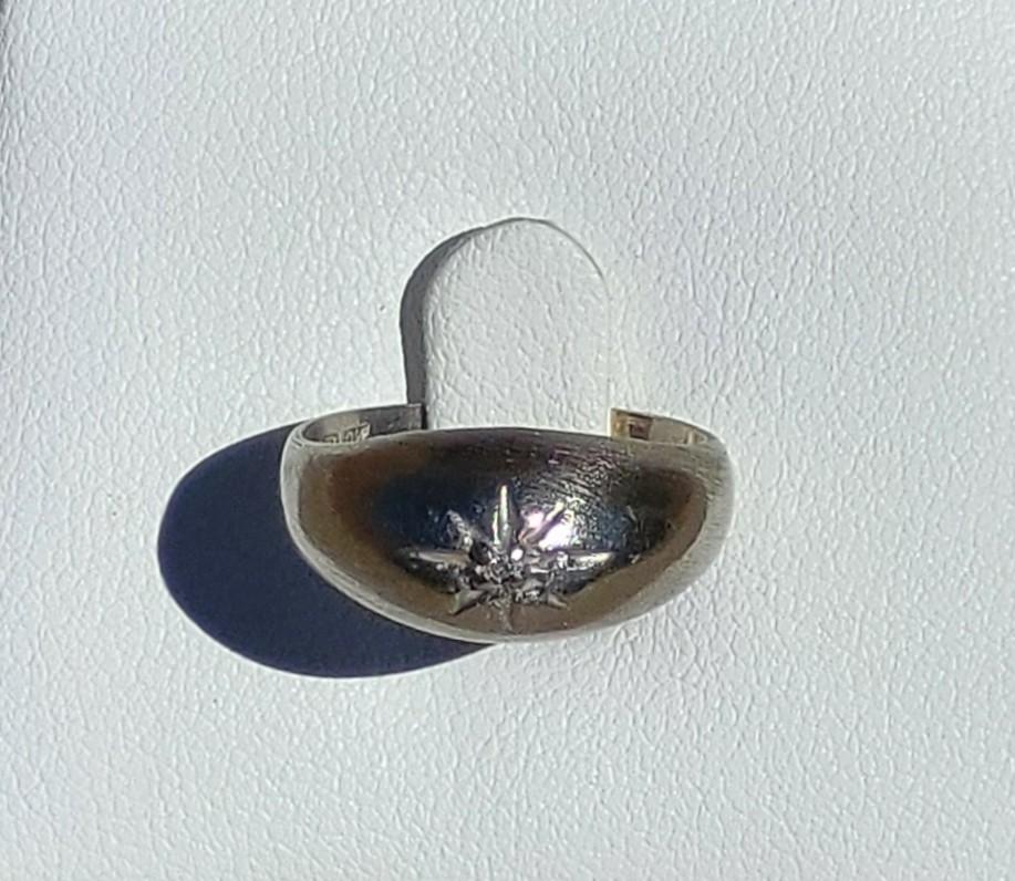 JTC - Zales - 10K White Gold Vintage Star Dome Solitaire Ring, Size 5 1/2
