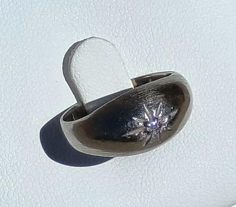 JTC - Zales - 10K White Gold Vintage Star Dome Solitaire Ring, Size 5 1/2